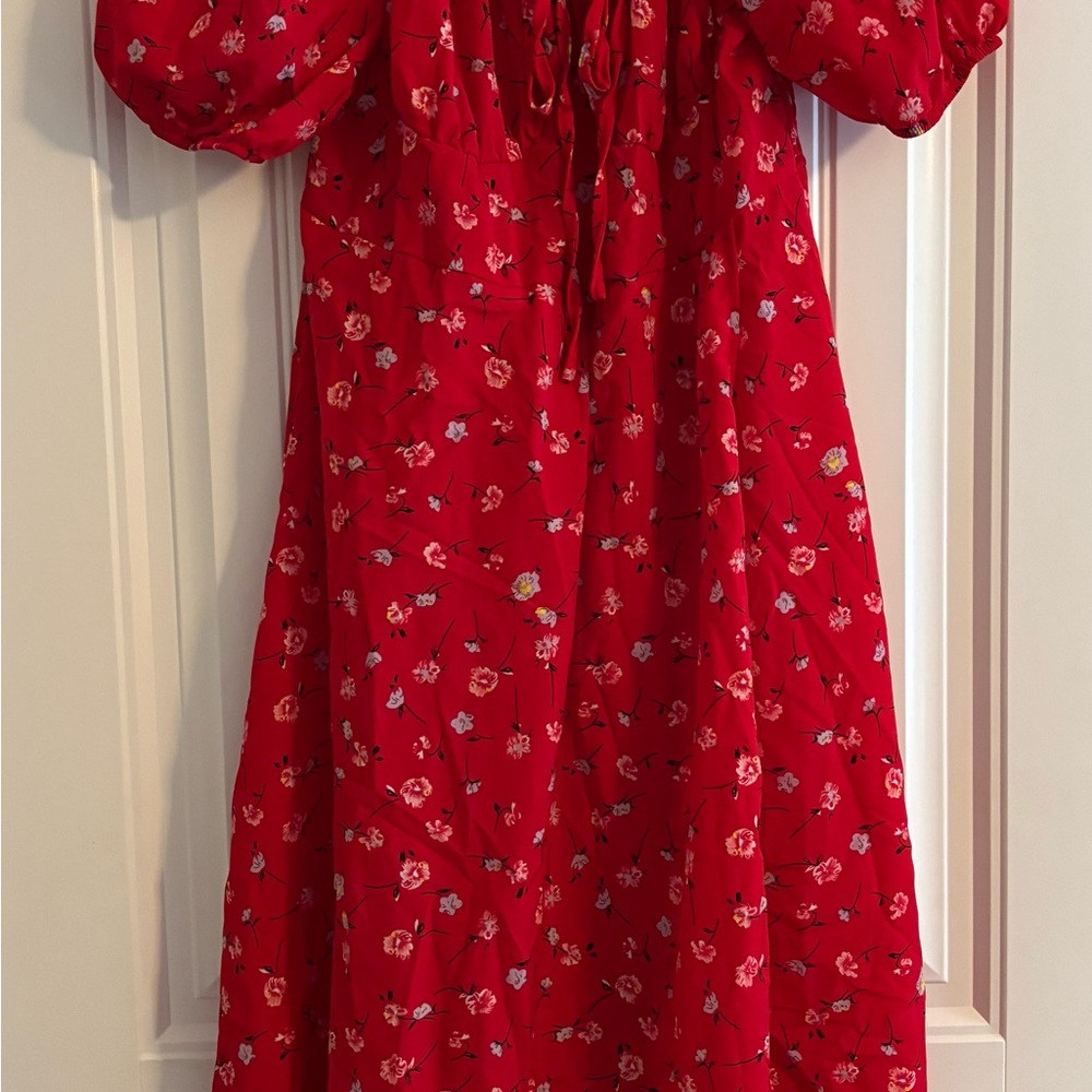 SHEIN Red Floral Dress